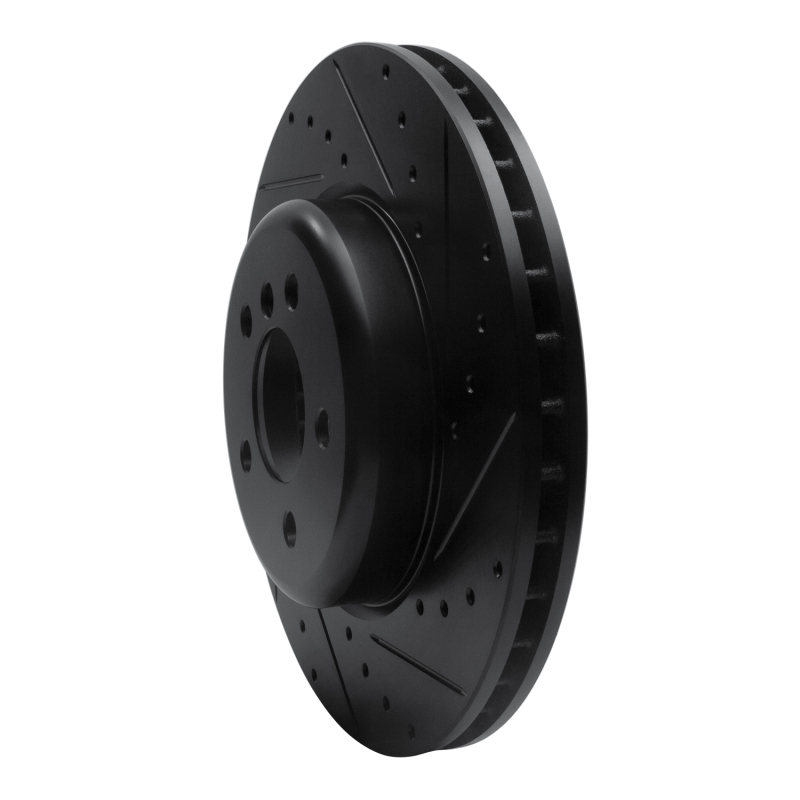 BMW ActiveHybrid 5 Brake Rotor (1) - Front Right - R1 Concepts - Drilled & Slotted - Black - `11-`19